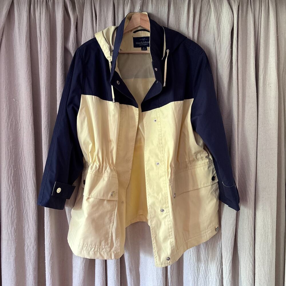 Vintage Mackintosh New England‎ Colorblock Anorak Jacket XL Navy Cream Nautical